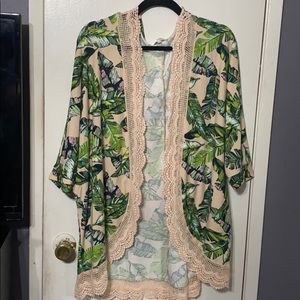 Tropical kimono coverup top